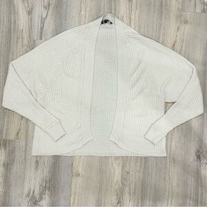 Express White Open Front Waffle Knit Tapered Sleeve Cardigan Sweater Size S